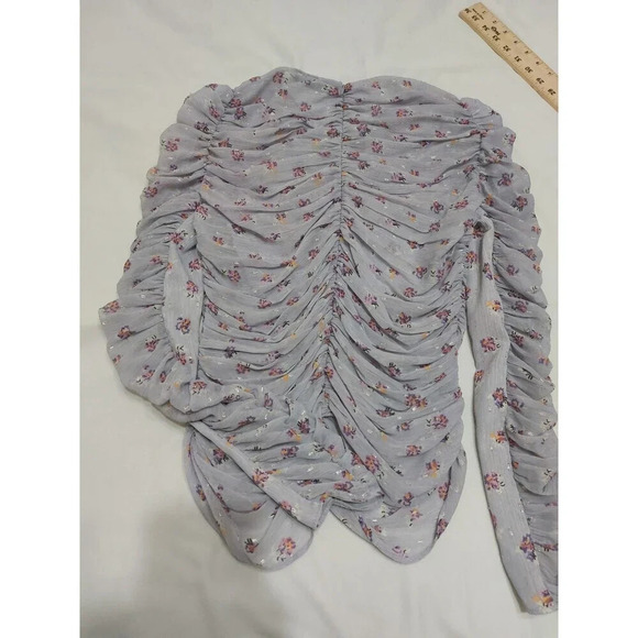 ZARA Sheer Lilac or pastel purple scrunches long sleeve size m - Picture 6 of 7